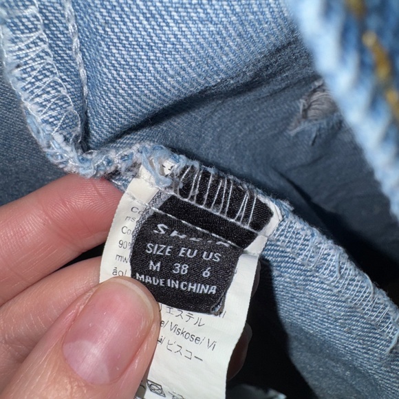 SHEIN Denim Frayed Hem Distressed Shirt Dress - Picture 6 of 10